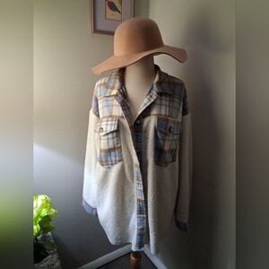 Plaid and Sherpa Button-Up Jacket